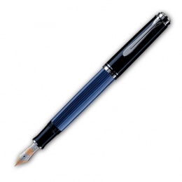 Pelikan Souverän M800 Kolbenfüllhalter M   - Medium | Schwarz-Blau Silber