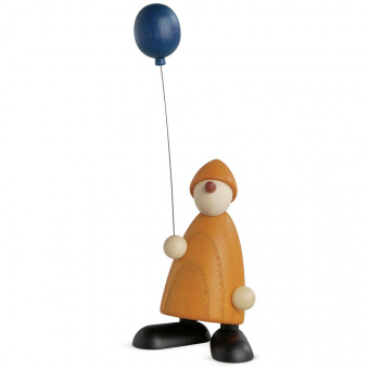 Köhler Gratulant Linus in Gelb mit blauem Luftballon klein 