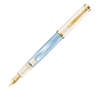 Pelikan Classic M200 Special Edition Pastel-Blue fountain pen Steel Nib IB - italic broad