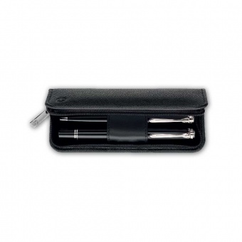 Genarbtes Leder-Etui schwarz, TGX2E, für zwei Schreibgeräte 