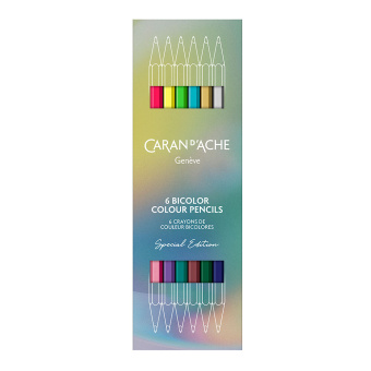 Caran d´Ache Claim your Style Edition 5 Set 6 Holzfarbstifte neon-metallic + Malblock 