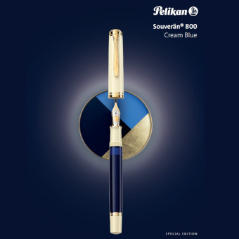 Pelikan Souverän Special Edition M800 Cream Blue Kolbenfüllhalter F - Fein