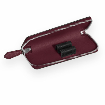 Montblanc Sartorial Leather Case for 2 Writing Instruments with Zip Cassis 