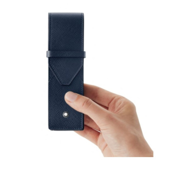 Montblanc Sartorial Leder Etui für 2 Schreibgeräte Ink Blue 